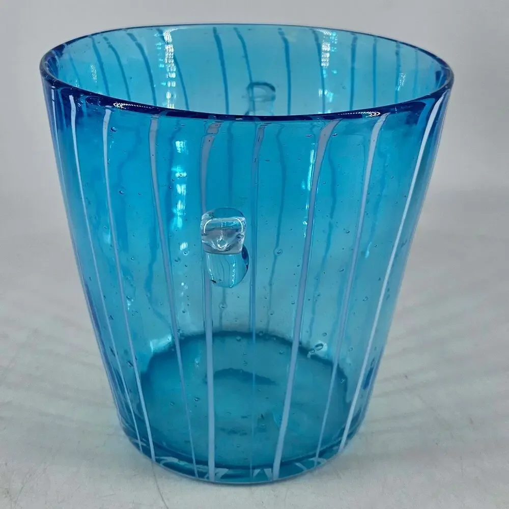 Vintage Venini for Disaronno Blue Glass Ice Bucket Caribbean Blue Murano